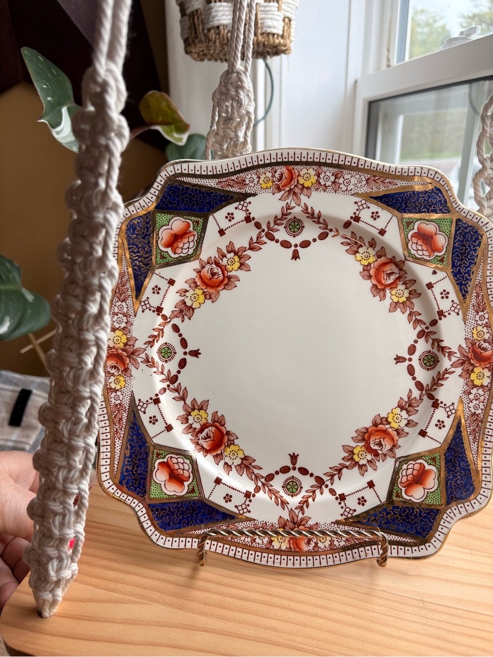Stafford Floral Gold Blue Orange Serving Platter. 10 in.Excellent condition